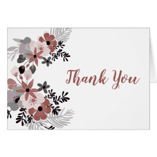 Mulled Wine and Blush Pink Floral Thank You