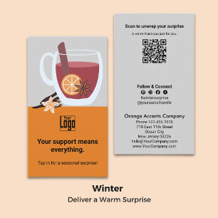 Mulled Wine Theme - Überraschung QR Winter Vielen  Visitenkarte