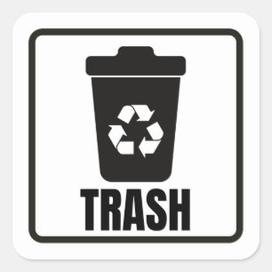 Mülleimer kann schwarz klassisch sein quadratischer aufkleber