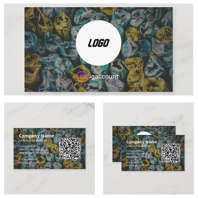 Müllentsorgungs-Dumpster-QR-Code-Logo Visitenkarte (Junk Removal Dumpster QR Code Logo Business Card
)
