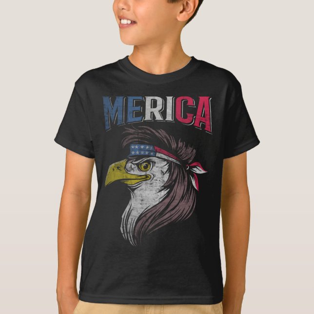 Mullet Eagle American Flag USA Redneck Bird 4. T-Shirt (Vorderseite)
