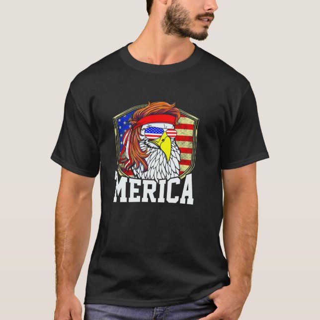 Mullet Eagle Bald Eagle Funny 4. Juli Redneck T-Shirt (Vorderseite)