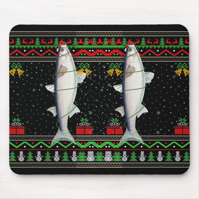 Mullet Fish Lover Matching Ugly Mullet Christmas T Mousepad (Vorne)