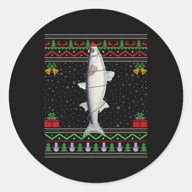 Mullet Fish Lover Matching Ugly Mullet Christmas T Runder Aufkleber (Vorderseite)