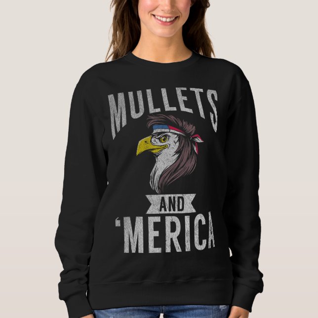 Mullets Eagle American Flag Patriotic Usa Sweatshirt (Vorderseite)