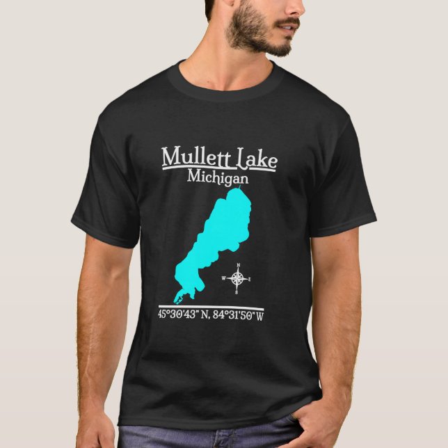 Mullett Lake Michigan Long Sleeve T Shirt (Vorderseite)