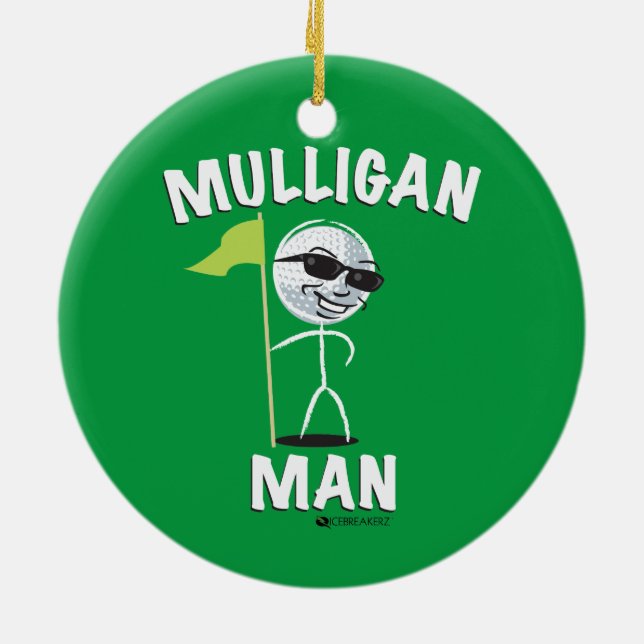 MULLIGAN-MANN-LUSTIGE GOLF-VERZIERUNG KERAMIKORNAMENT (Hinten)