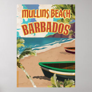 Mullins Beach Bay Barbados Reiseplakat. Poster