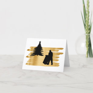 Müllmann und Weihnachtsbaum-Silhouette Karte