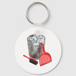 Mülltonne und Dustpan Schlüsselanhänger