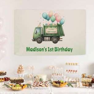 Müllwagen 1. Geburtstag Party Banner