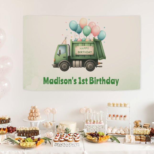 Müllwagen 1. Geburtstag Party Banner (Von Creator hochgeladen)