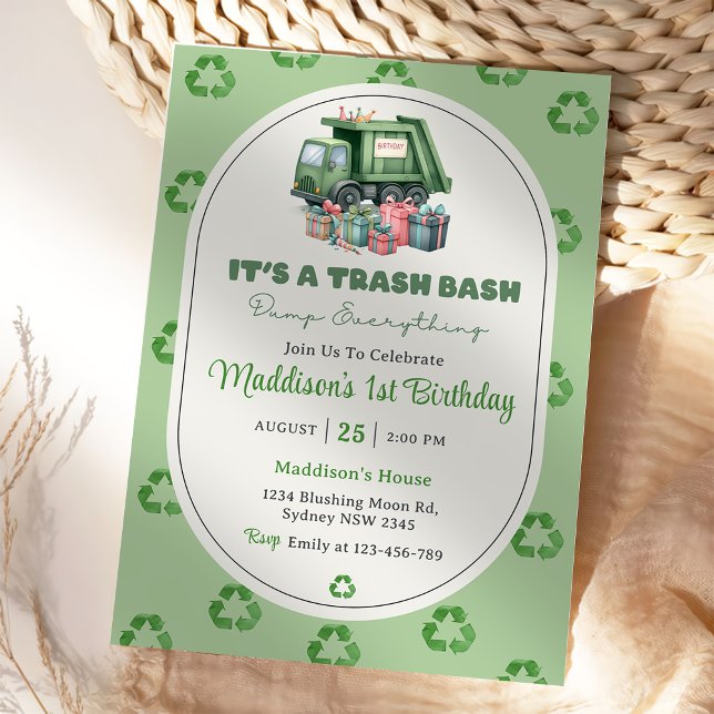 Müllwagen 1. Geburtstag Party Einladung (Von Creator hochgeladen)