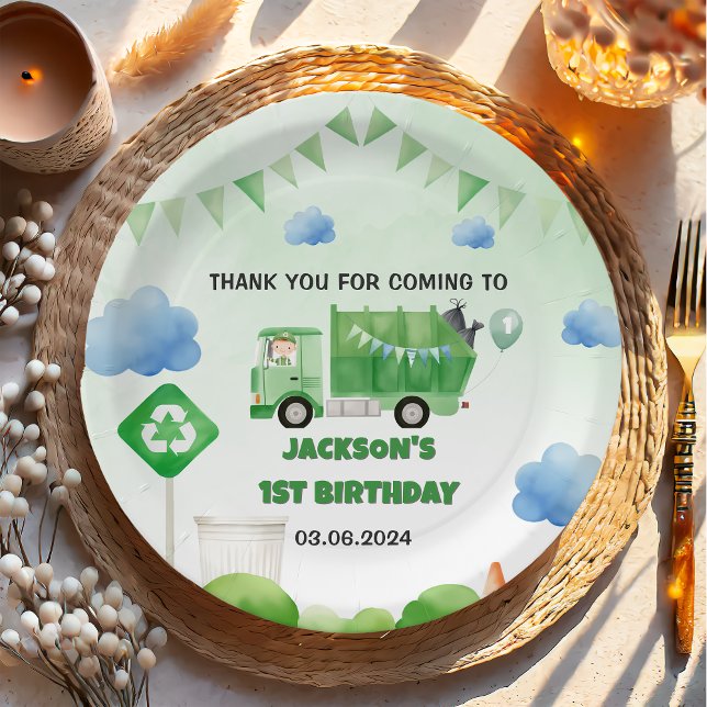 Müllwagen 1. Geburtstag Party Pappteller (Von Creator hochgeladen)