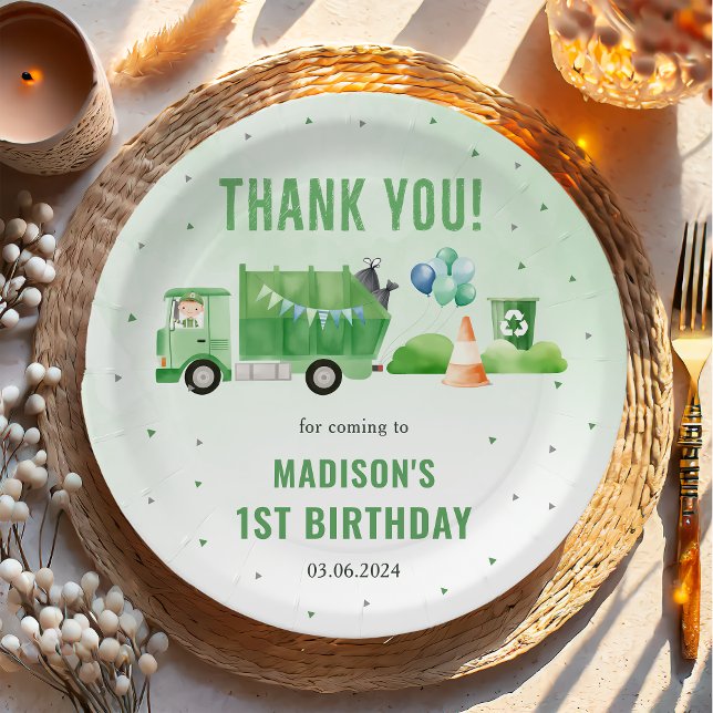 Müllwagen 1. Geburtstag Party Pappteller (Von Creator hochgeladen)
