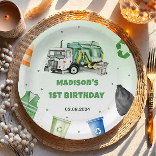 Müllwagen 1. Geburtstag Party Pappteller