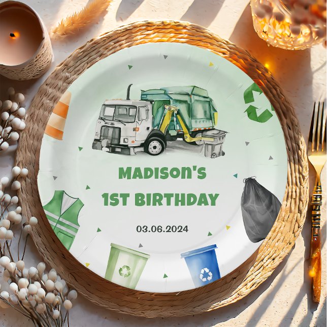 Müllwagen 1. Geburtstag Party Pappteller (Von Creator hochgeladen)