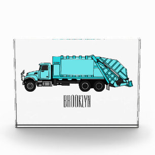 Müllwagen Cartoon-Illustration Fotoblock