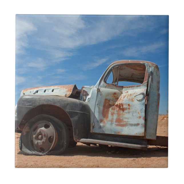 Müllwagen in der Wüste Fliese (Vorderseite)