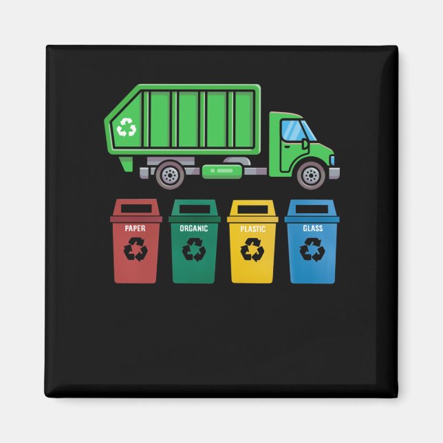 Müllwagen Kids Boys Recycelnd LKW Magnet (Vorne)