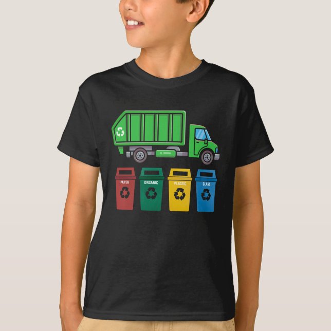 Müllwagen Kids Boys Recycelnd LKW T-Shirt (Vorderseite)