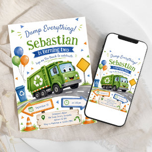 Müllwagen Kipper 3. Geburtstag Einladung