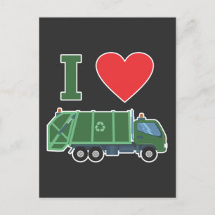 Müllwagen Liebe Kinder Müll Recycling Fahrer Postkarte