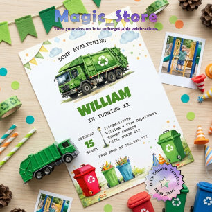 Müllwagen-Mülleimer-Geburtstagsfeier Einladung