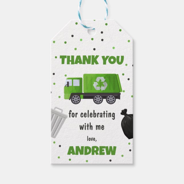 Müllwagen Müllwagen Geburtstag Danke Tag Geschenkanhänger (Vorderseite)