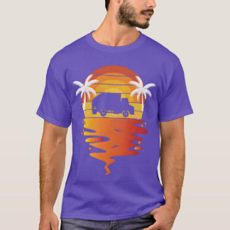 Müllwagen-Shirt Retro-Sonnenuntergang 70er Müllwag T-Shirt