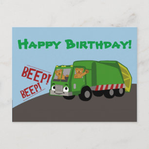 Müllwagen zum Geburtstag Postkarte