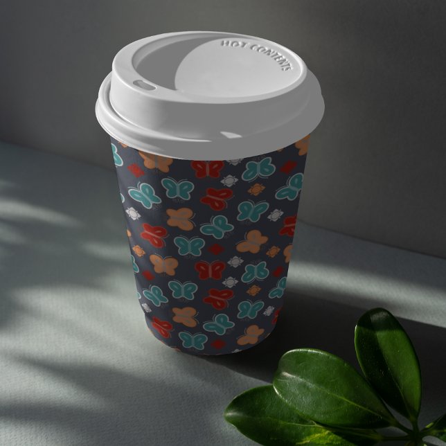 Multcolor Butterfly-Cartoon Pappbecher (multicolor butterflies cartoon kids,adult party stationery, birthday party use and throw paper cups)