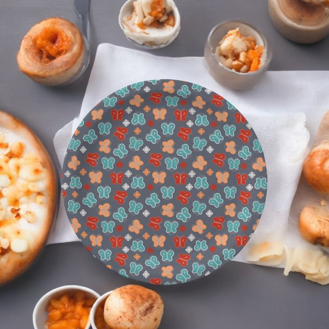 Multcolor Butterfly-Cartoon Pappteller (butterfly theme party,birthday,wedding,baby shower,special occasion event paper plate party supplies)