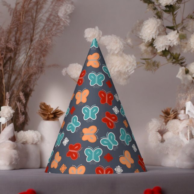 Multcolor Butterfly-Cartoon Partyhütchen (Butterfly cartoon Paper party hat, Kids,adults,party birthday hat,Baby Shower,wedding,celebration ha)