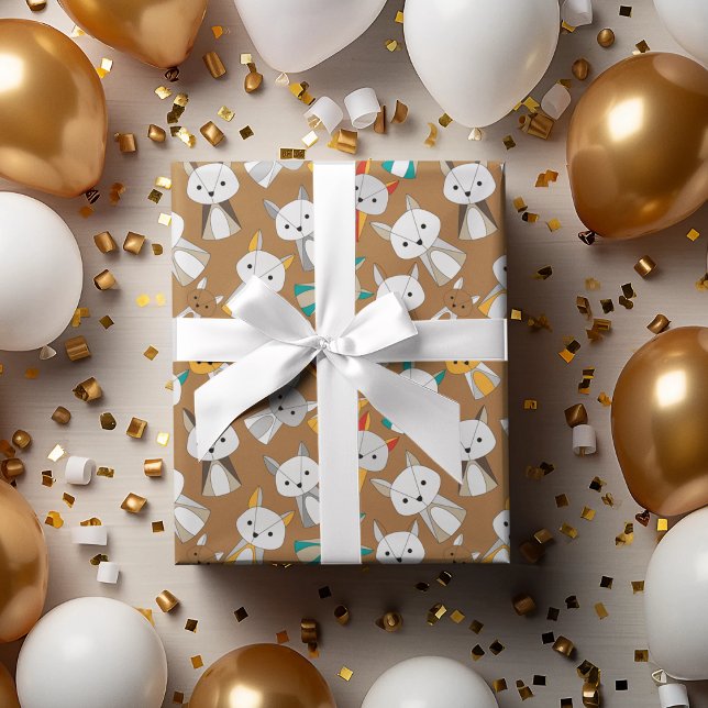 Multcolor Fox-Cartoon Geschenkpapier (wild animal fox birthday packing gift wrap,gift wrapping paper,return gift wrap paper,paper gift)