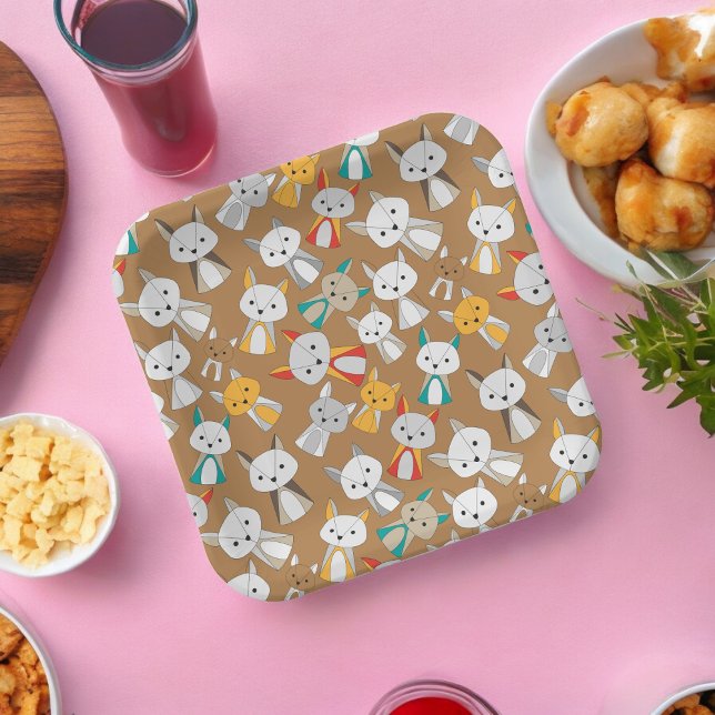 Multcolor Fox-Cartoon Pappteller (wild animal fox party,birthday,wedding,baby shower,special occasion event paper plate party supplies)