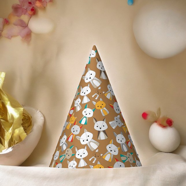 Multcolor Fox-Cartoon Partyhütchen (wild animal fox Paper party hat, Kids,adults,party birthday hat,Baby Shower,wedding,celebration hat)