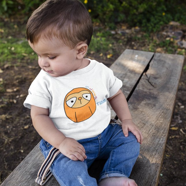 Multcolor Sleepy Sloth Cartoon Baby T-shirt (cute lazy baby sloth sleeping time.)