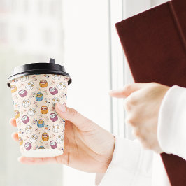 Multcolor Sleepy Sloth Cartoon Pappbecher