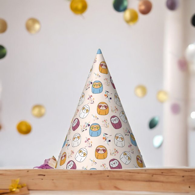 Multcolor Sleepy Sloth Cartoon Partyhütchen (sloth mammal Paper party hat, Kids,adults,party birthday hat,Baby Shower,wedding,celebration hat)