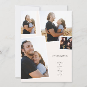 Multi 4 Foto Collage Einfach Elegante Hochzeit Save The Date