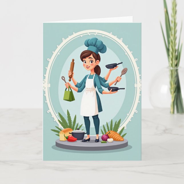 Multi Arm Mom Chefs Tag Karte (Vorderseite)