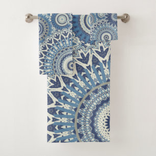 Multi Blue Boho Mandalase Badhandtuch Set