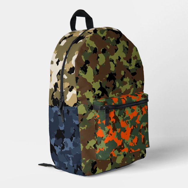 Multi-Camouflage Bedruckter Rucksack (Rückseitige Ecke links)
