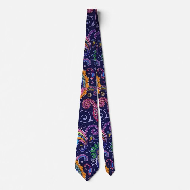 Multi Color Blur Boho Paisley Neck Tie Krawatte (Vorderseite)