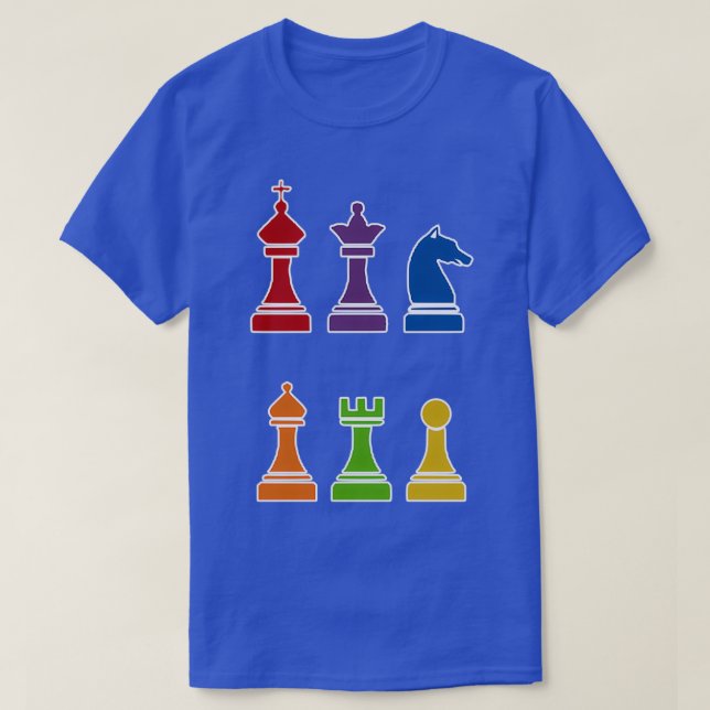 Multi Color Chess Piece Design  T-Shirt (Design vorne)