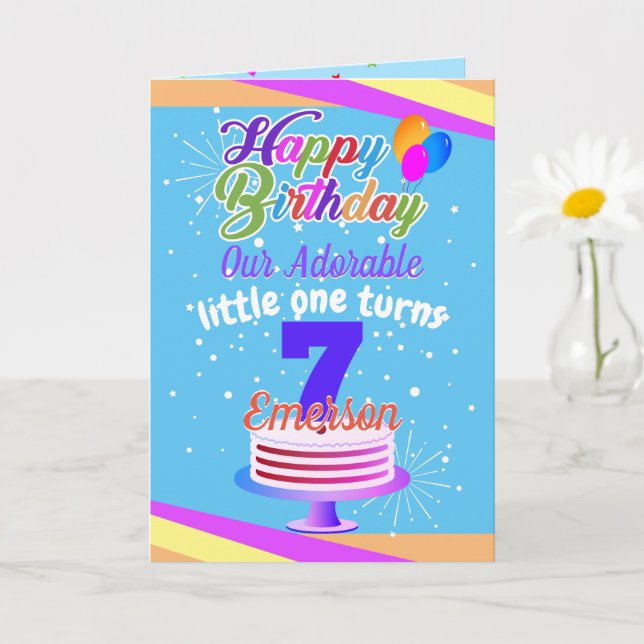 Multi Color Editable Unisex Happy Birthday | Blau Karte (Kleine Pflanze)
