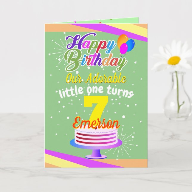 Multi Color Editable Unisex Happy Birthday | Grün Karte (Kleine Pflanze)