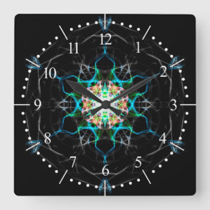 Multi color galaxy light into space quadratische wanduhr