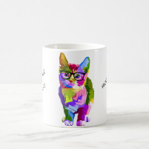 Multi-Color-Hipster-Cat-Tasse Kaffeetasse
